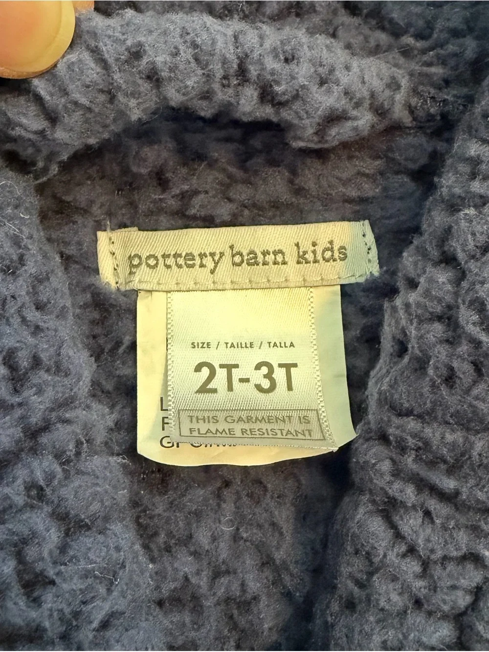 Pottery Barn Kids Solid Sherpa Robe in Navy | Kids 2T - 3T